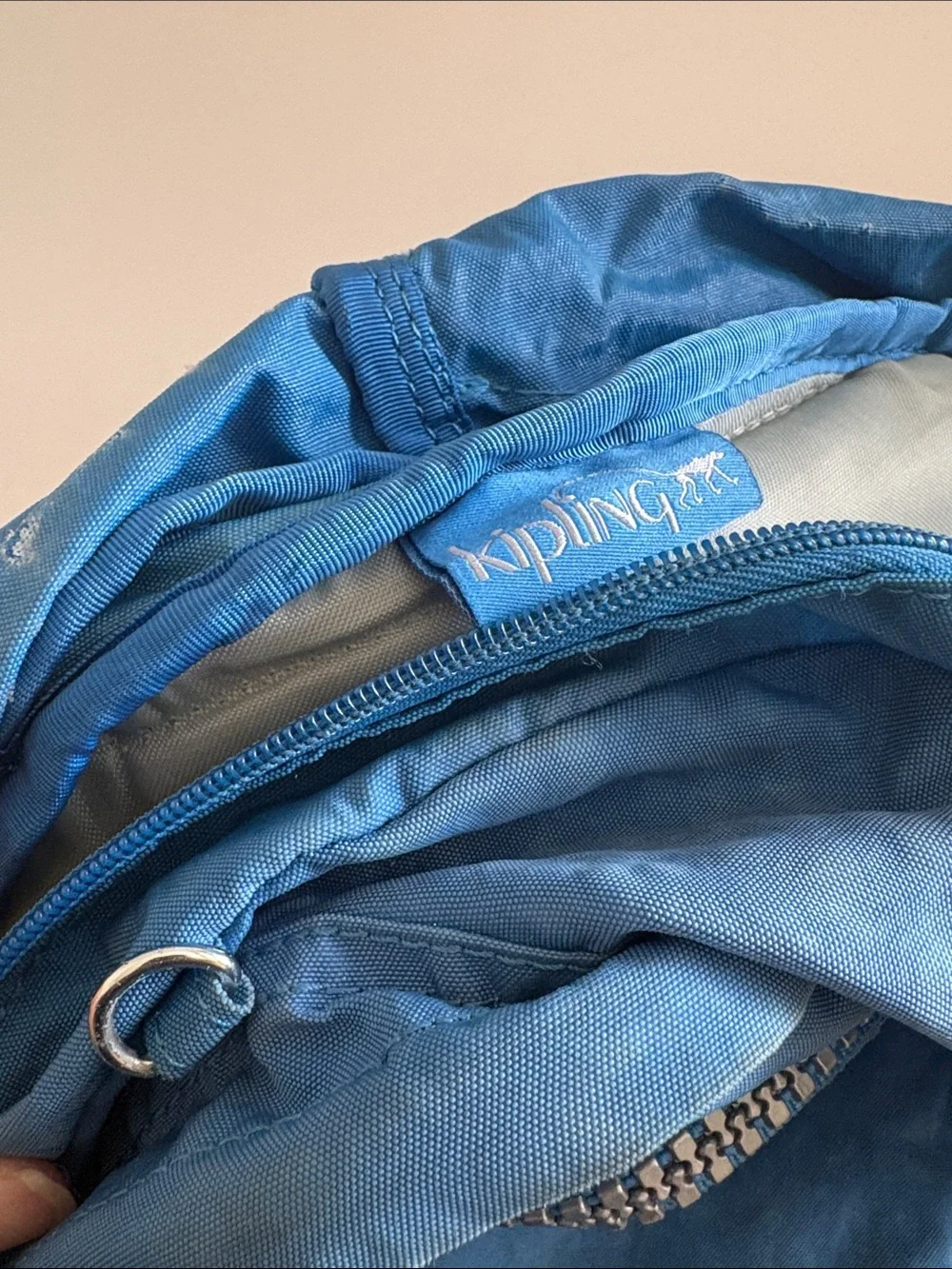 Kipling Sky Blue Nylon Daypack Front Zip Pocket X-Large backpack travel school